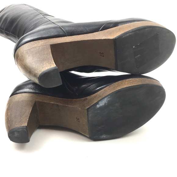 Coclico Nell tall leather wood clog heel boot - Picture 3 of 8